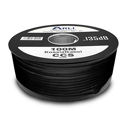 ARLI 100m Koaxialkabel 135dB schwarz 5-fach geschirmt – Sat Antennenkabel für DVB-S/S2 DVB-T/T2 DVB-C/C2 4K UHD HDTV Innen Außen UV-beständig ARLI 100m Koaxialkabel 135dB schwarz 5-fach geschirmt – Sat Antennenkabel für DVB-S/S2 DVB-T/T2 DVB-C/C2 4K UHD HDTV Innen Außen UV-beständig von ARLI