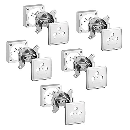 5X ARLI Satdose 3-Fach – Antennendose für Aufputz & Unterputz (Stich- oder Enddose) mit Abdeckung & Rahmen TV Radio SAT DVB-S DVB-T2 Kabel von ARLI