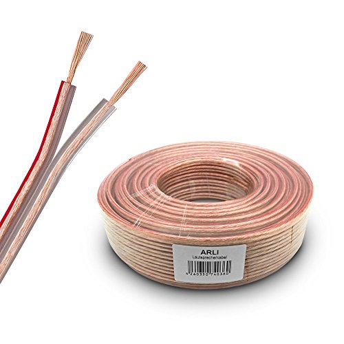 Lautsprecherkabel 100m 2x4 mm² Lautsprecher Kabel transparent Boxenkabel Polaritätskennzeichnung 100 m 2 x 4mm CCA Kupfer Boxen ARLI von ARLI