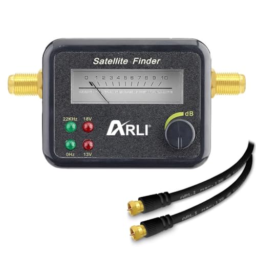 SAT Signal Messgerät mit Ton + 1m F-Verbindungskabel zur Justierung Ihrer digitalen Satelliten Schüssel Pegelanzeige Digital Satelliten Finder von ARLI
