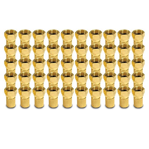 50x ARLI F-Stecker vergoldet 7 – 7,4 mm – Sat Antennen TV Koaxialstecker mit breiter Mutter & Dichtring | Für LNB Multischalter Receiver Antennentechnik von ARLI
