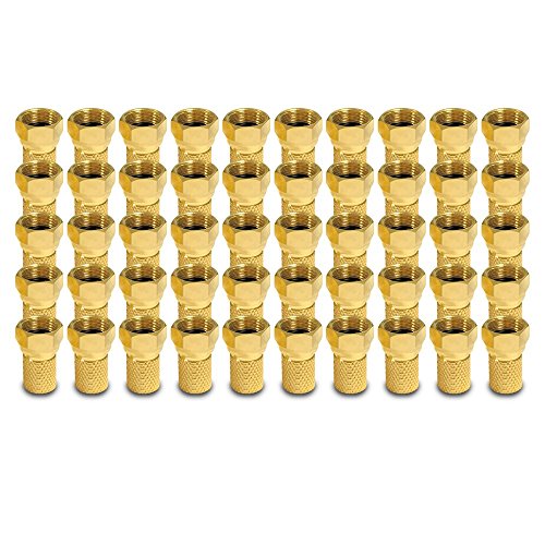 Sat HD F Stecker breiter Mutter Dichtring 50 x F-Stecker 7-7,4 mm Koax Kabel Koaxialkabel 7,0 7,2 DVB-S2 Anlagen F Verbinder Kupplung Buchse F-Anschluss Gold 4K ARLI 50 Stück vergoldet von ARLI