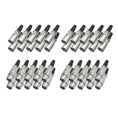 XLR 20 x Buchse Kupplung female + 20 x Stecker male vergoldet 3-polig Zugentlastung Kabelkonfektionierung Montage Sound Mikrofon Audio Mikrofonkabel Kabel Set 40 Stück ARLI 20xStecker 20xBuchse von ARLI