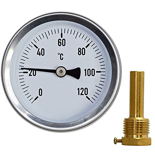ARMYJY BBQ Thermometer, Thermometer für Grill 1/2 Zoll Installation Analog 120 °C Kalibriertes Thermometer für Innen- und Außenbereich BBQ Werkzeuge von ARMYJY