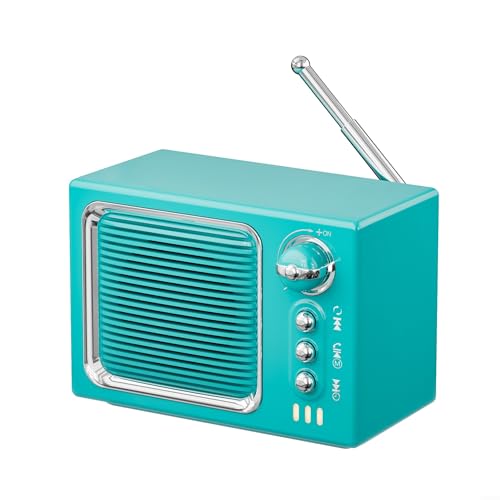 ARMYJY Mini-Retro-TV 5.0-Lautsprecher, tragbar, kabellos, weißes Rauschen, Musik-Player mit TF-Karte, Unterstützung für Schlaf, Heimdekoration (blau) von ARMYJY