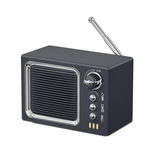 ARMYJY Mini-Retro-TV 5.0-Lautsprecher, tragbar, kabellos, weißes Rauschen, Musik-Player mit TF-Karte, Unterstützung für Schlaf, Heimdekoration (grau) von ARMYJY