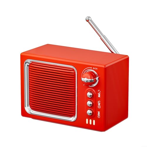 ARMYJY Mini-Retro-TV-5.0-Lautsprecher, tragbar, kabellos, weißes Rauschen, Musik-Player mit TF-Karte, Unterstützung für Schlaf, Heimdekoration (rot) von ARMYJY