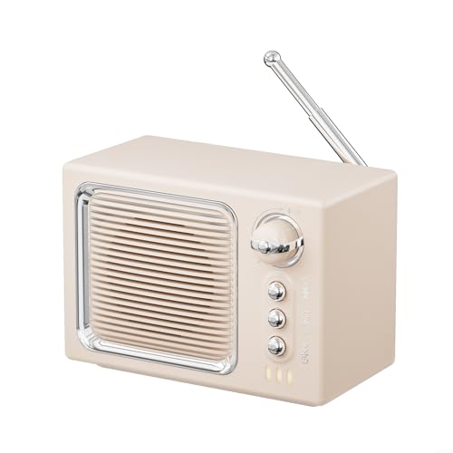 ARMYJY Mini-Retro-TV 5.0-Lautsprecher, tragbar, kabellos, weißes Rauschen, Musik-Player mit TF-Karte, Unterstützung für Schlaf, Heimdekoration (weiß) von ARMYJY