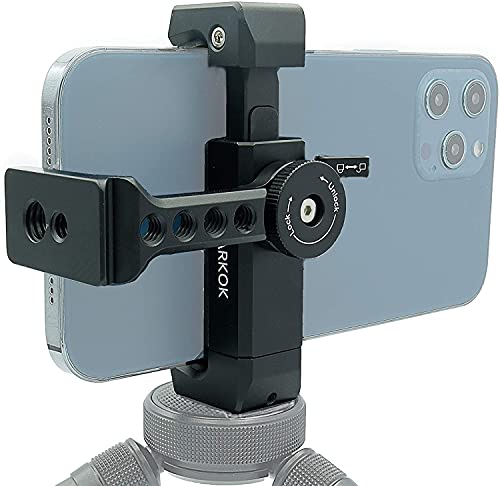 ARNARKOK Handy-Stativhalterung aus Metall, 360 Grad drehbar, kompatibel mit iPhone 11/12 Pro Max Stativhalterung, Sumsung Smartphone-Halterungsadapter, Handyklemme, Video-Rig Mount Live Streaming von ARNARKOK