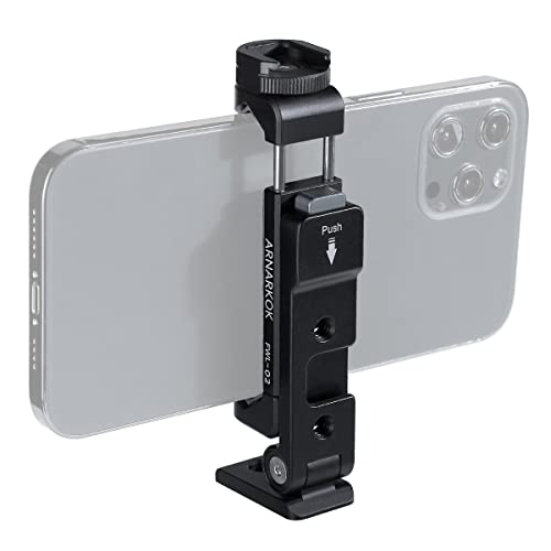 Arnarkok Handy-Stativhalterung mit 2 Kaltschuhen,360 Grad drehbar, 0,6 cm (1/4 Zoll) Schraube,Stativ-Handyhalterung,kompatibel mit iPhone12 13 14 15 16Pro Max, Smartphone-Halterungsadapter von ARNARKOK
