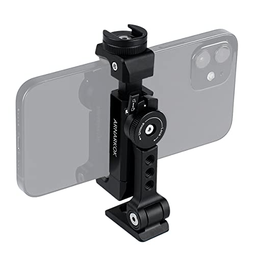 Metall-Stativhalterung + drehbarer Blitzschuh, um 360 Grad dreh- und neigbarer Winkel, kompatibel mit iPhone Smartphone-Halterung,Desktop-Stativ für Handy,Video-Live-Streaming,Vlogging Rig von ARNARKOK