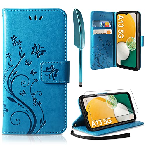 AROYI Lederhülle Kompatibel mit Samsung Galaxy A13 5G / A04S (Nicht für 4G) 6.43" Hülle und Schutzfolie, Flip Wallet Handyhülle PU Leder Tasche Case Kartensteckplätzen Schutzhülle von AROYI
