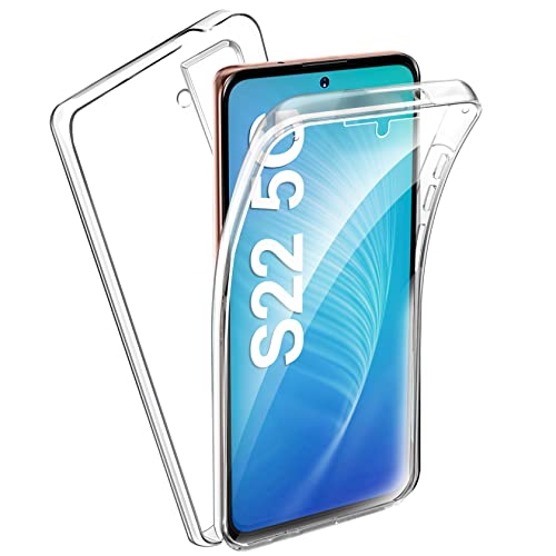 AROYI Schutzhülle für Samsung Galaxy S22 5G, transparent, Silikonhülle, TPU-Gel und PC, Hartschale, 360 Grad, stoßfest, Full Body Schutzhülle für Samsung S22 5G, transparent von AROYI