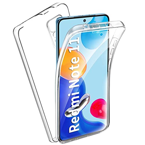 AROYI Xiaomi Redmi Note 11 / Note 11S 4G Hülle 360 Grad Handyhülle, Silikon Crystal Full Schutz Cover 2in1 Separat Hart PC Zurück mit Weich TPU Vorderseite Vorne und Hinten Schutzhülle 6.43‘’ von AROYI
