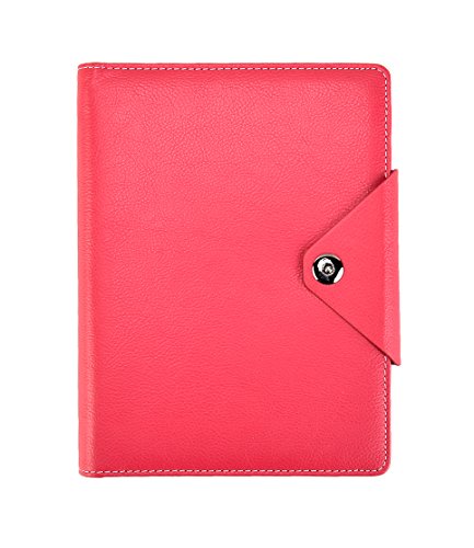 Arpan A5 Executive Personal Organizer, liniert, Notizbuch, gepolsterter Ledereinband mit Druckknopfverschluss, Hot Pink von ARPAN