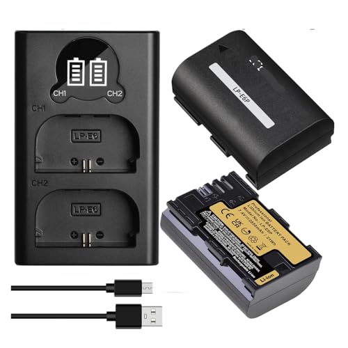 2850 MAh LP-E6P LP E6P Akku, Kompatibel for Canon, for EOS R5 Mark II 5D Mark III(2xBattery 1xCharger) von ARPZPPSK