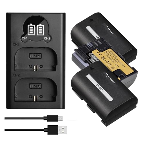 2850 MAh LP-E6P LP E6P Akku, Kompatibel for Canon, for EOS R5 Mark II 5D Mark III(3xBattery 1xCharger) von ARPZPPSK