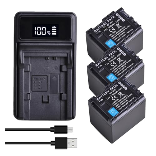 BP-820 BP820 Akku + LED-USB-Ladegerät, Kompatibel Mit Canon, for LEGRIA HF G30 G40 XA10 XA20 XA25 XA30 XA35 XA40 XA45 XA50 GX10 HFG21 HFG40 HFM300(3xBattery 1xCharger) von ARPZPPSK