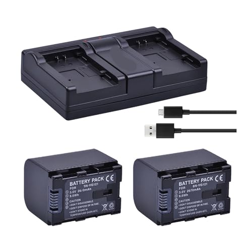 Lithium-Akku: 2670 MAh BN-VG138 BN VG138 BN VG121 VG114 VG107 Kamera-Akkus + USB-Doppelladegerät, Kompatibel Mit JVC, for GZ E10 E100 E245 E265 E565 EX210 von ARPZPPSK
