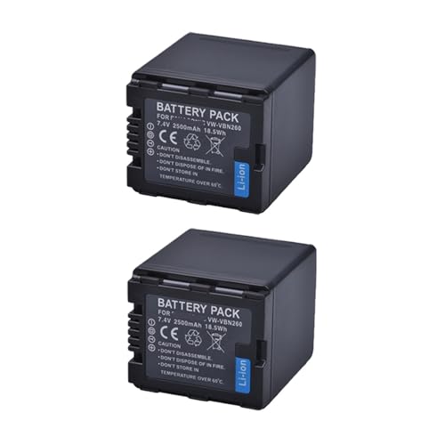 Lithium-Akku: VBN260 Kamera-Akku + LED-Schnell-Doppelladegerät, Kompatibel Mit Panasonic, for VW-VBN26 HC-X800 HC-X900 VW-VBN390 HDC-SD800 HDC-SD900(2 Battery) von ARPZPPSK