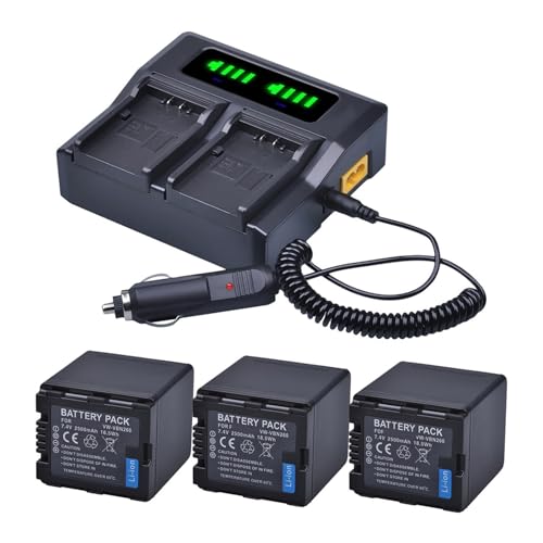 Lithium-Akku: VBN260 Kamera-Akku + LED-Schnell-Doppelladegerät, Kompatibel Mit Panasonic, for VW-VBN26 HC-X800 HC-X900 VW-VBN390 HDC-SD800 HDC-SD900(3Battery 1Charger EU) von ARPZPPSK