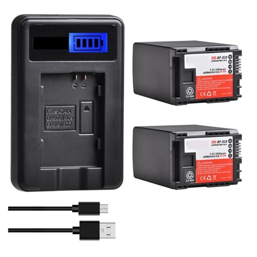 Lithiumbatterie: 2800 MAh BP-828 BP828-Batterie + LCD-USB-Ladegerät, Kompatibel Mit Canon, for VIXIA HF G50 HF G60 XA40 XA45 GX10 HF G20 HF G21 HFG40 XA10 XA11(2 Battery Set) von ARPZPPSK