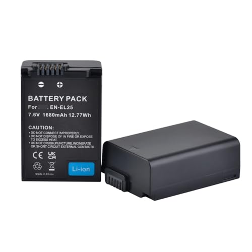 Lithiumbatterie: 7,6 V 1680 MAh EN-EL25 ENEL25 ENEL25B-Akku Und USB-Ladegerät, Kompatibel Mit Nikon, for Z FC Z50 Z30 ZFC-Kamera, Wiederaufladbarer Lithium-Ionen-Akku(2 Battery) von ARPZPPSK