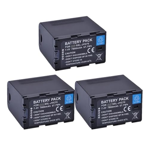 SSL-JVC50 SSL-JVC70 JVC50 JVC70 Akku, Kompatibel Mit JVC, for GY-HMQ10, GY-LS300, GY-HM200, GY-HM600, GY-HM600EC, GY-HM650, GY-HM250 Camcorder(3 JVC70 Batteries) von ARPZPPSK