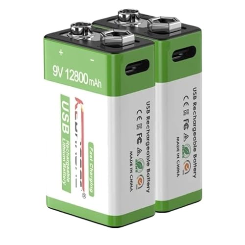 Wiederaufladbarer Akku 12800 MAh Micro-USB-Lithiumbatterien, Kompatibel Mit Multimeter-Mikrofon-Spielzeug-Fernbedienung KTV BruNew 9-V-Li-Ionen-Akku(2pcs) von ARPZPPSK