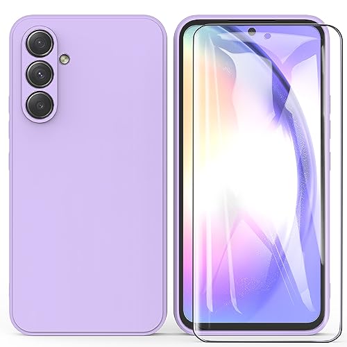 ARRYNN Handyhülle für Samsung Galaxy A54 5G Hülle + Schutzfolie,Schutzhülle Liquid Silikon TPU Case Cover für Samsung Galaxy A54 5G - Lila von ARRYNN