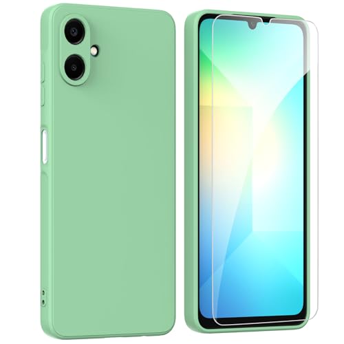 ARRYNN Hülle für Samsung Galaxy A06 4G (6.7 Zoll) + Schutzfolie,Handyhülle Liquid Silikon TPU Case Cover Schutzhülle für Samsung Galaxy A06 4G - Grün von ARRYNN