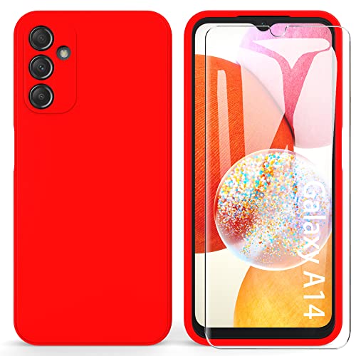ARRYNN Hülle für Samsung Galaxy A14 4G / 5G + Schutzfolie,Handyhülle Liquid Silikon TPU Case Cover Schutzhülle für Samsung Galaxy A14 4G / 5G - Rot von ARRYNN