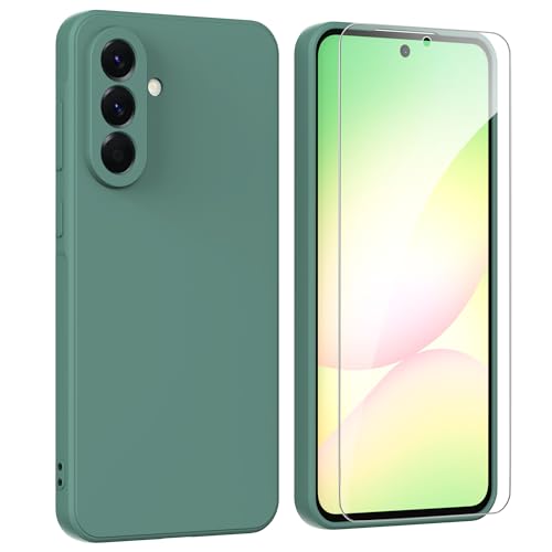 ARRYNN Hülle für Samsung Galaxy A56 5G (6.7 Zoll) + Schutzfolie,Handyhülle Liquid Silikon Weiches TPU Stoßfeste Case Cover Schutzhülle - Dunkelgrün von ARRYNN