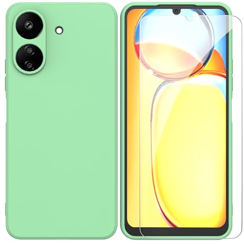 ARRYNN Hülle für Xiaomi Redmi 13C (6,74 Zoll) + Schutzfolie,Handyhülle Liquid Silikon TPU Case Cover Schutzhülle für Xiaomi Redmi 13C - Grün von ARRYNN
