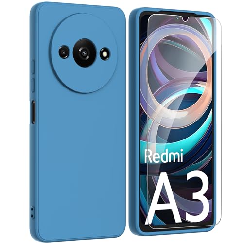 ARRYNN Hülle für Xiaomi Redmi A3 4G (6,71 Zoll) + Schutzfolie,Handyhülle Liquid Silikon TPU Case Cover Schutzhülle für Xiaomi Redmi A3 4G - Blau von ARRYNN