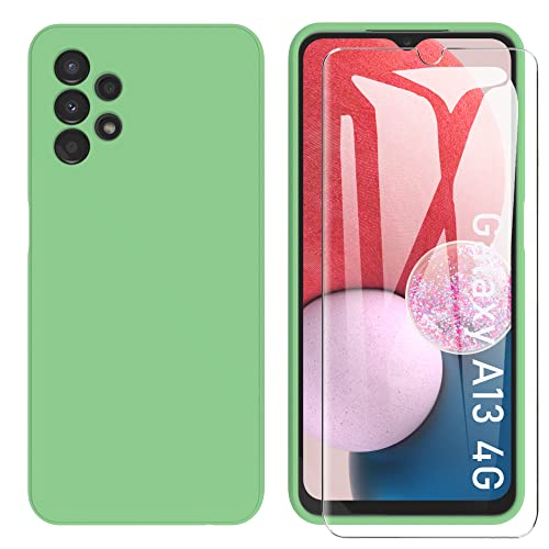 ARRYNN Samsung Galaxy A13 4G Hülle + Displayschutz,Handyhülle Liquid Silikon TPU Case Cover Schutzhülle für Samsung Galaxy A13 - Grün von ARRYNN