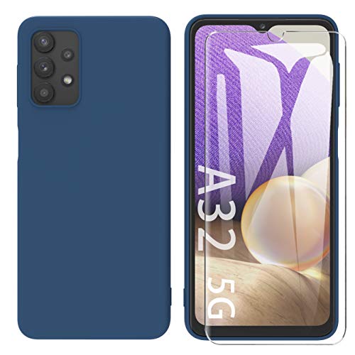 ARRYNN Samsung Galaxy A32 5G hülle + Displayschutz,Handyhülle Liquid Silikon TPU Schutzhülle für Samsung Galaxy A32 5G - Blau von ARRYNN