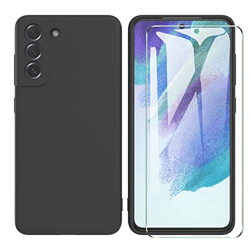 ARRYNN Samsung Galaxy S21 FE 5G hülle + Displayschutz,Handyhülle Liquid Silikon TPU Schutzhülle für Samsung Galaxy S21 FE 5G - Schwarz von ARRYNN