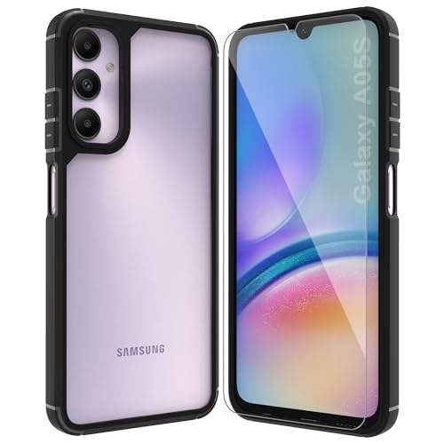 ARRYNN Transparent Hülle für Samsung Galaxy A05S 4G Handyhülle mit Displayschutz,Weicher Silikon TPU Stoßfänger und Hartschale PC Rückseite Stoßfeste Cover Schutzhülle, Schwarz von ARRYNN