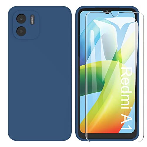 ARRYNN Xiaomi Redmi A2 / A1 4G Hülle + Schutzfolie,Handyhülle Liquid Silikon TPU Case Cover Schutzhülle für Xiaomi Redmi A2 / A1 4G- Blau von ARRYNN