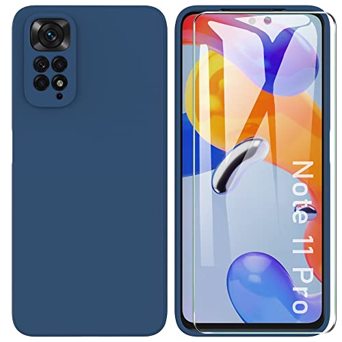 ARRYNN Xiaomi Reidmi Note 11 Pro Hülle + Displayschutz,Handyhülle Liquid Silikon TPU Schutzhülle für Xiaomi Reidmi Note 11 Pro - Blau von ARRYNN