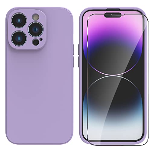 ARRYNN iPhone 14 Pro Max 6.7" Hülle + Schutzfolie,Handyhülle Liquid Silikon TPU Case Cover Schutzhülle für iPhone 14 Pro Max 6.7" - Lila von ARRYNN