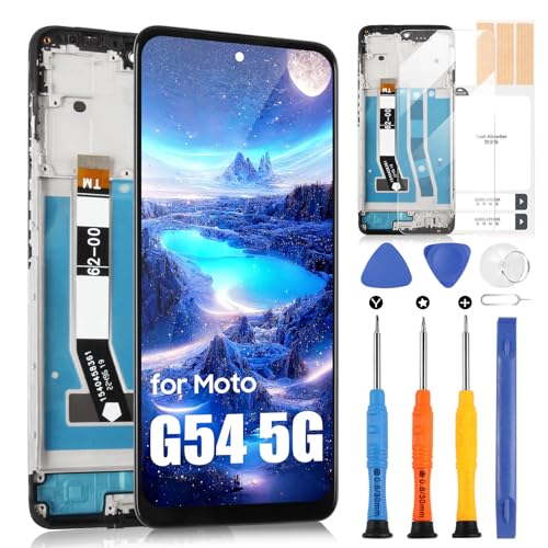 ARSSLY 6,5 Zoll LCD-Bildschirm für Motorola Moto G54 LCD Display für Moto G54 5G XT2343 Display Touchscreen Digitizer Ersatz Assembly + Reparatur-Set (Schwarz mit Rahmen) von ARSSLY
