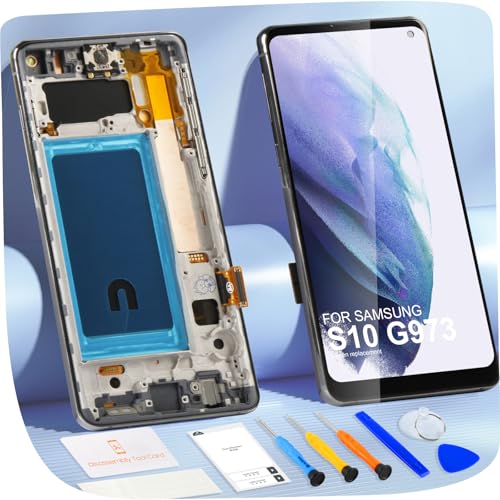 Incell für Samsung Galaxy S10 LCD Display, Display für Samsung S10 G973 SM-G973F 6.1" LCD Touchscreen Digitazer Assembly Ersatz mit Reparatur Kit (Schwarz mit Rahmen, Ohne Fingerabdruckerkennung) von ARSSLY