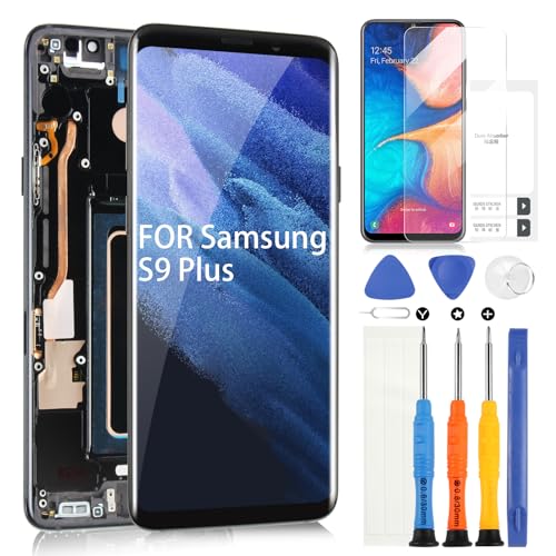 LCD für Samsung Galaxy S9 Plus LCD Display für Samsung Galaxy S9+ G965 SM-G965U LCD Bildschirm Touchscreen Digitazer Assembly Ersatz mit Reparatur Kit (Schwarz mit Rahmen) von ARSSLY