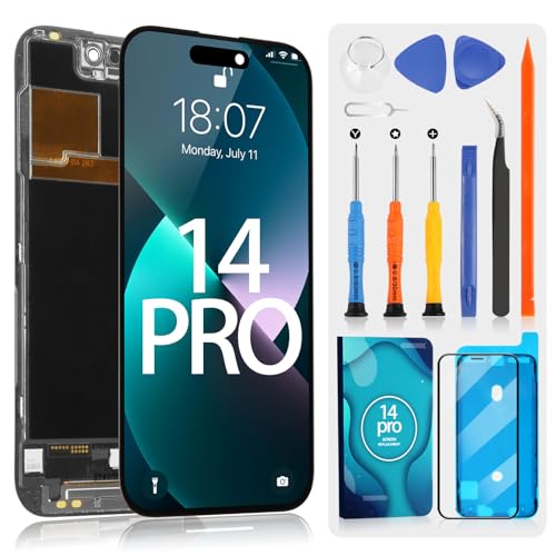 ARSSLY Incell Display für iPhone 14 Pro LCD Display für iPhone 14 Pro Display A2890 A2650 A2889 A2892 A2891 Touchscreen Digitizer Assembly Reparatur-Set (schwarz) von ARSSLY