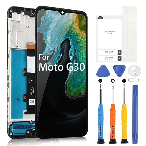 ARSSLY LCD-Bildschirm für Motorola Moto G30 XT2129-1 XT2129-2 Display Digitizer Reparaturteile für Motorola Moto G30 LCD Touchscreen Ersatzteil Assembly mit Werkzeugen (6,5 Zoll, Schwarz mit Rahmen) von ARSSLY