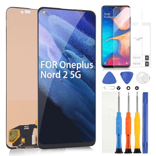 LCD Bildschirm für OnePlus Nord 2 5G LCD Display für OnePlus Nord2 5G 2021 DN2101 DN2103 Ersatz des Touchscreens Digitizer Full Assembly mit Werkzeugen (Schwarz) von ARSSLY