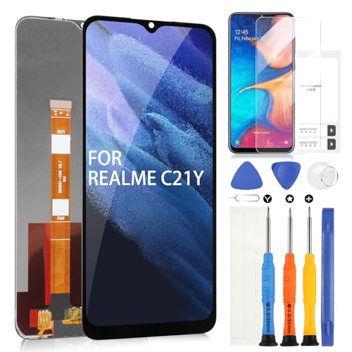 ARSSLY LCD-Bildschirm für Oppo Realme C21Y RMX3263 RMX3261 Display für Realme C21Y 6,5 Zoll Digitizer Touch Bildschirm Ersatz Assembly mit Werkzeugen von ARSSLY