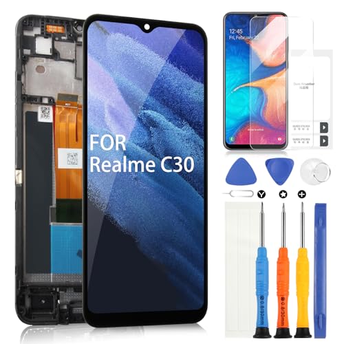 ARSSLY LCD-Bildschirm für Oppo Realme C30 RMX3581 RMX3623 6,5 Zoll Display für Realme C30 Digitizer Touchscreen Assembly mit Werkzeugen (Schwarz mit Rahmen) von ARSSLY